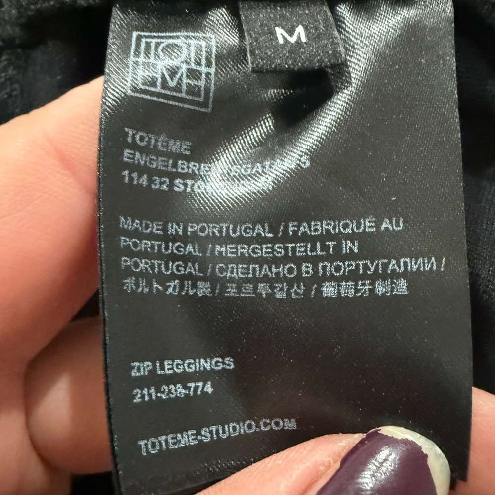 Toteme Pants Compact Knit Leggings Side Slit  in Black - Picture 14 of 15